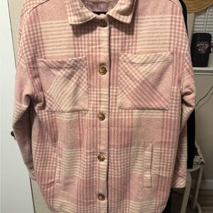 Pink Plaid Button-Up Jacket
